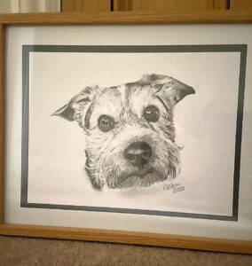 Framed dog portrait